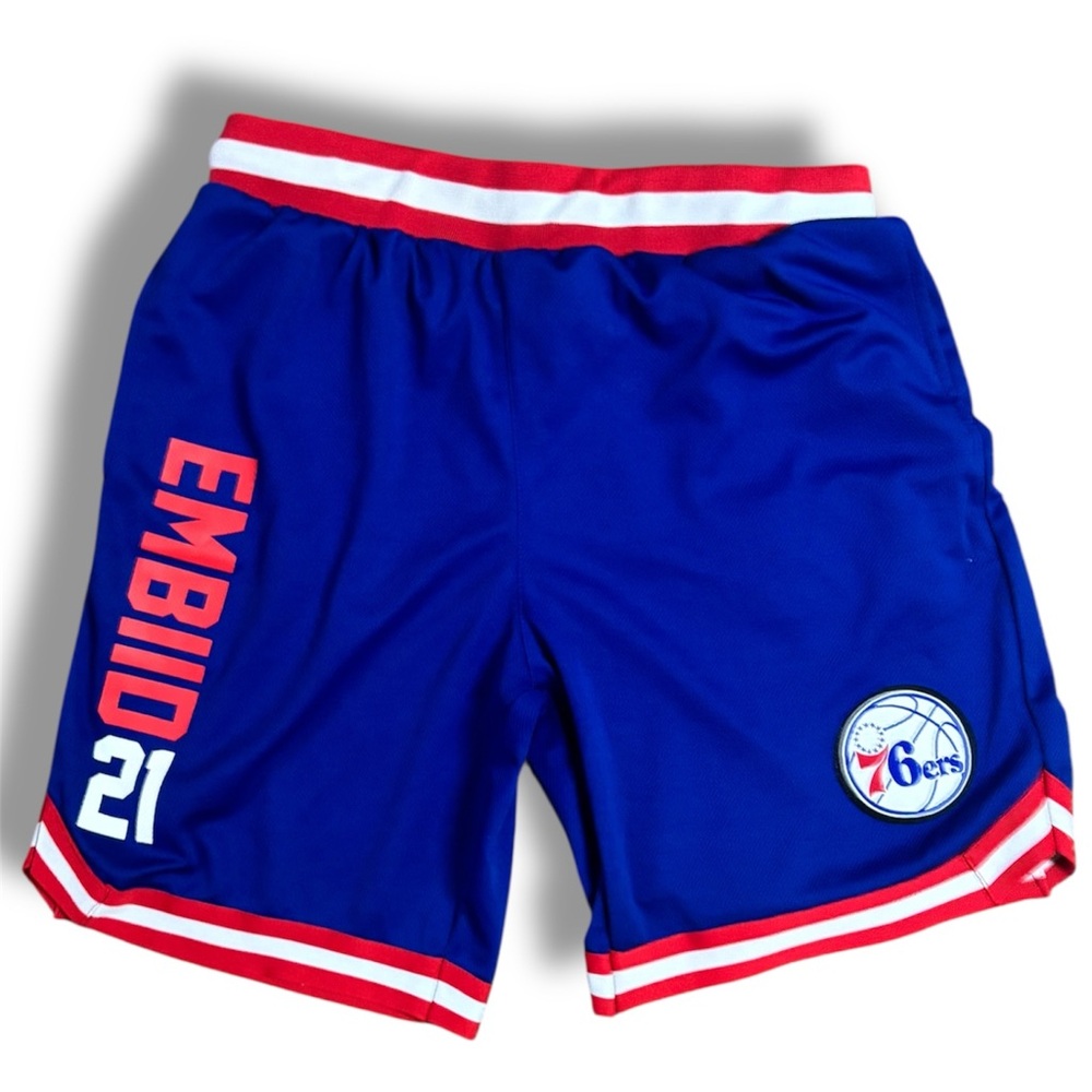NBA Blue Red and White Embiid 21 Athletic Shorts